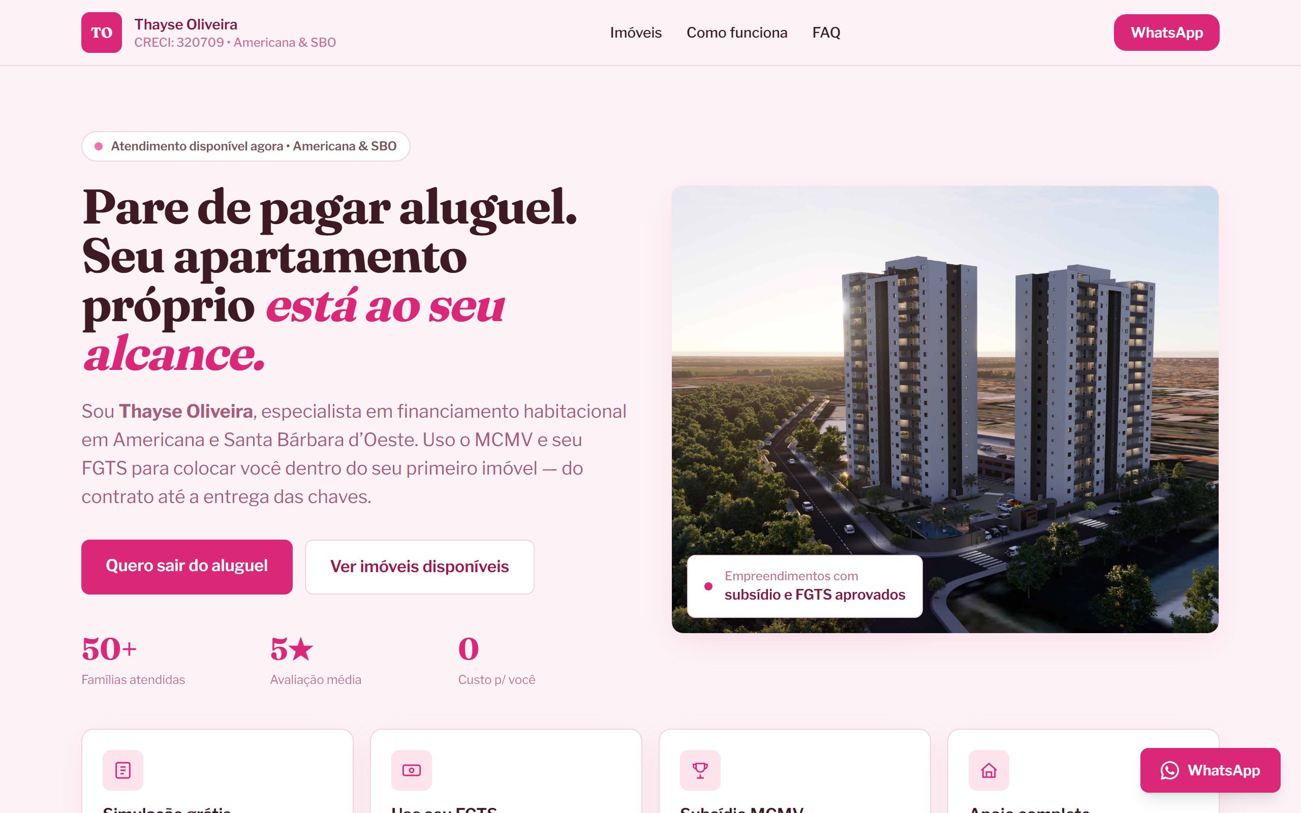 Landing page da corretora Thayse Oliveira